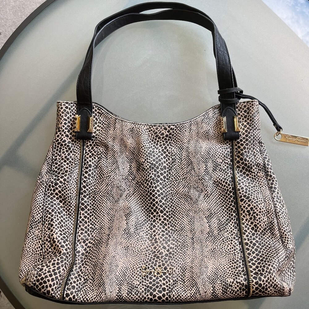Jessica Simpson Faux Leather Snakeskin  Print Tote Lg